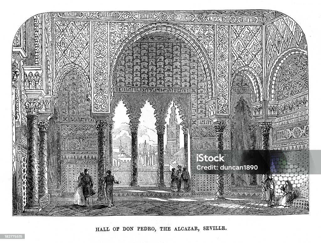 Hall of Don Pedro, Alcazar, Sewilla - Zbiór ilustracji royalty-free (Sewilla)