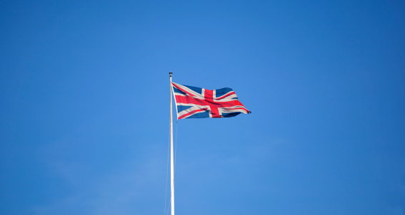 English flag blowing in the wind