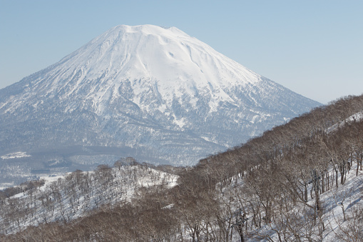 Snowcapped Mount Yotei mountain volcano from Hirafu, Kutchan, Hokkaido