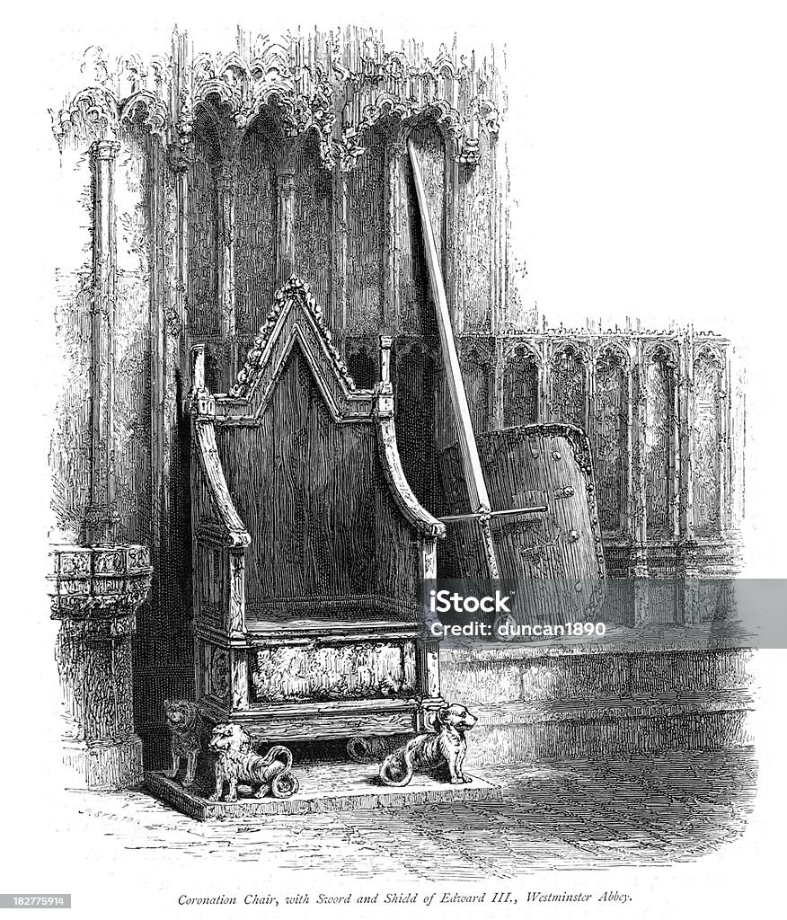 Coronación silla con la espada y apantallamiento de eduardo III - Ilustración de stock de Coronación libre de derechos