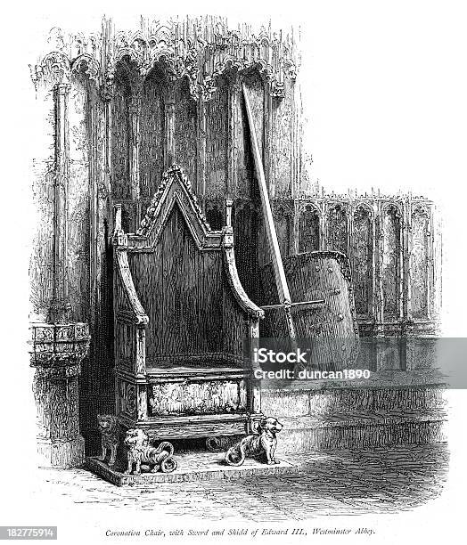 Ilustración de Coronación Silla Con La Espada Y Apantallamiento De Eduardo Iii y más Vectores Libres de Derechos de Coronación