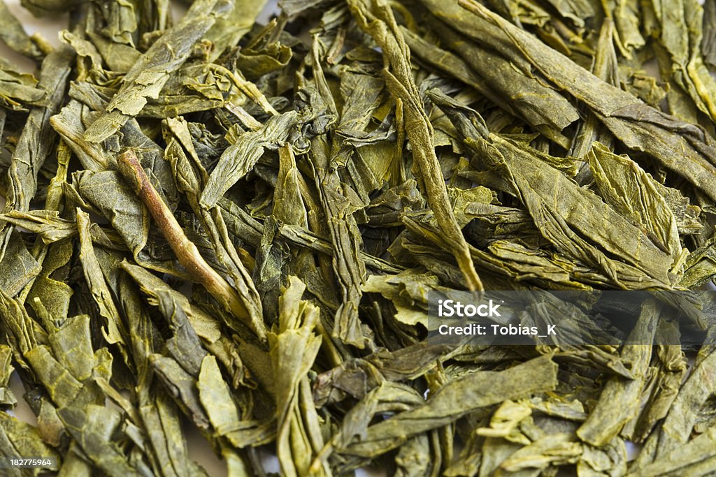 Zielona herbata (Bancha - Zbiór zdjęć royalty-free (Suche liście herbaty)