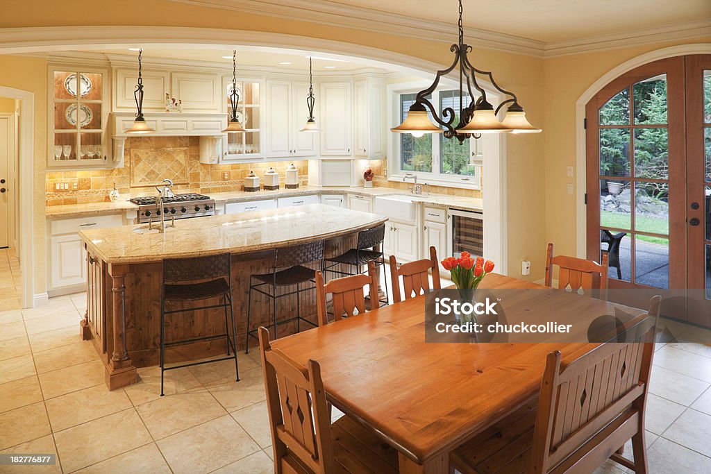 Luxury Kitchen Beautiful kitchen in luxury home. Adult Stock Photo