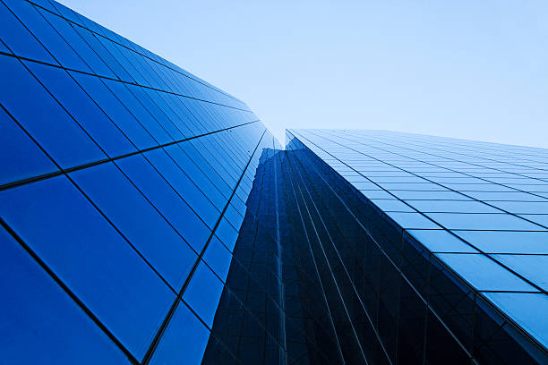 istock Blue steel and glass corporate building 182777424