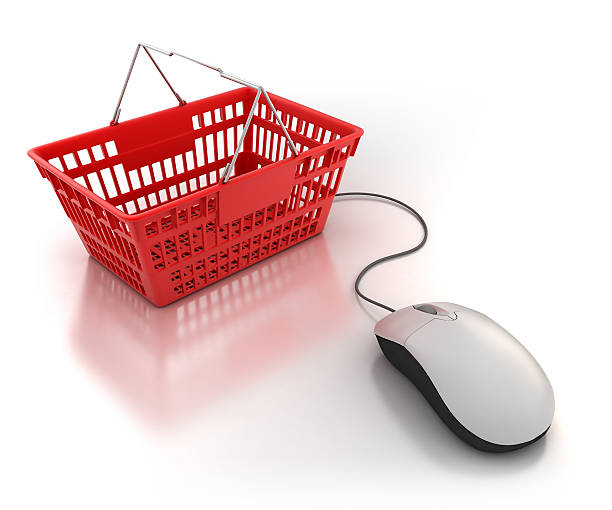 istock Shopping basket connected to mouse - isolated with clipping path 182777488