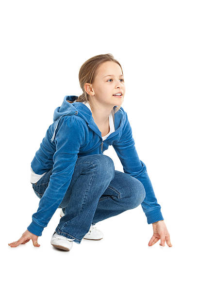 eleven years old girl isolated on white