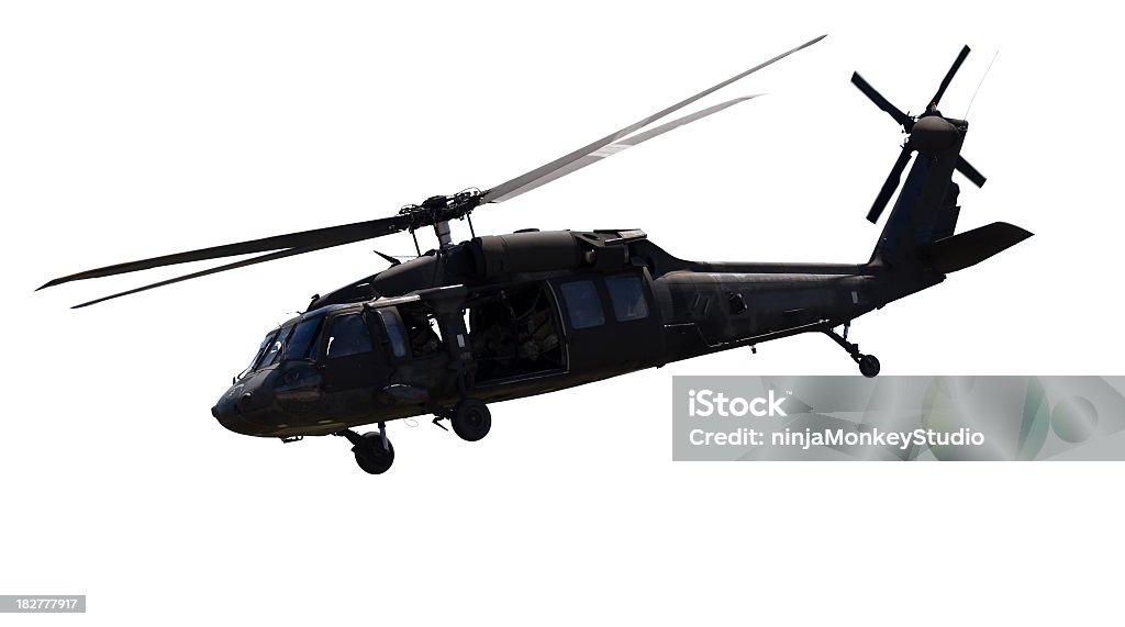Helicóptero Militar isolada no branco - Foto de stock de Helicóptero royalty-free