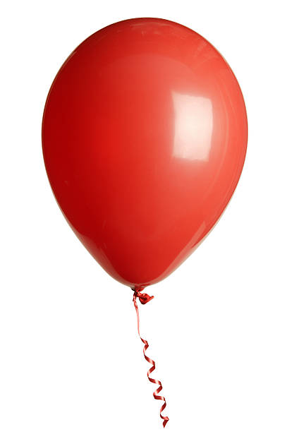 istock Helium filled red latex party balloon isolated on white 182778455