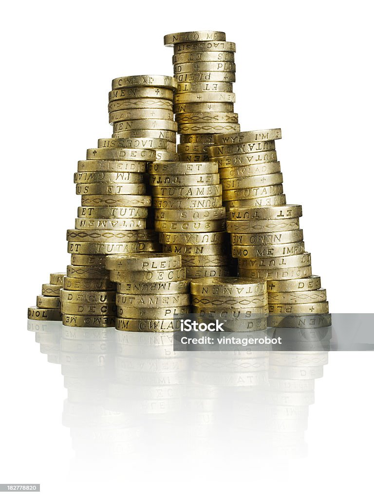 Pilha de moedas de GBP - Foto de stock de Figura para recortar royalty-free