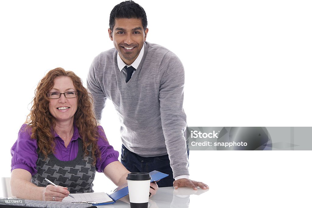 Man and Woman in an Office woman and man Meeting Stock Photo