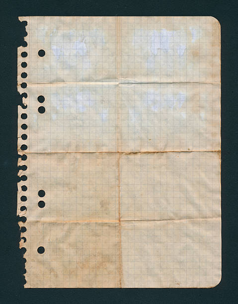 Wrinkled notebook paper Grungy old paper on blackRelated images graph paper photos stock pictures, royalty-free photos & images
