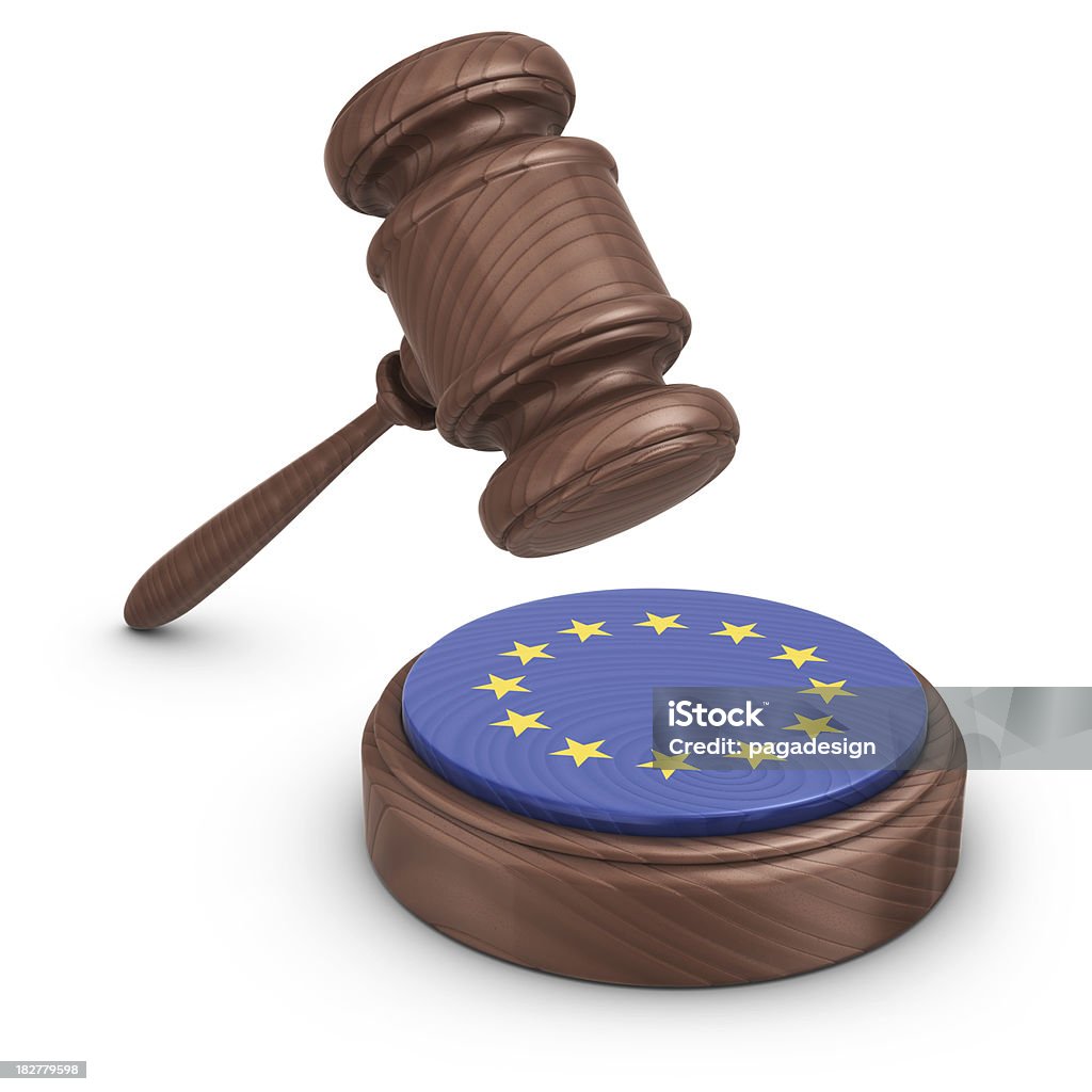 Martelo de Juiz e a bandeira da UE - Royalty-free Bandeira da União Europeia Foto de stock