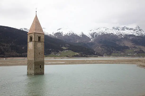 Sunken bell tower - Resia Lake - Italy