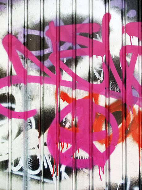 istock Abstract Graffiti On A Garage Corrugated Metal Door 182780283