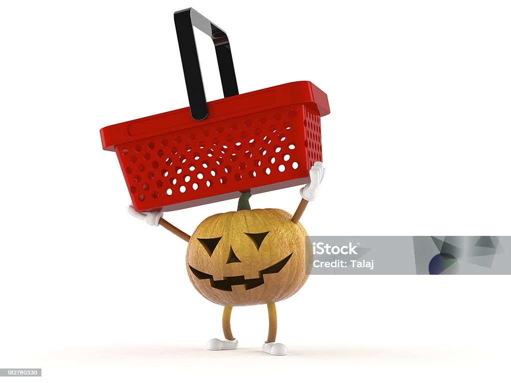 Pumpkin 3d concept Basket Stock Photo