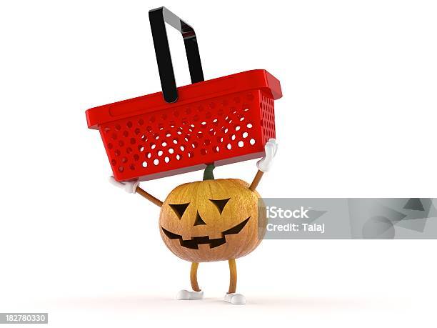 Pumpkin Stock Photo - Download Image Now - Basket, Buying, Cartoon