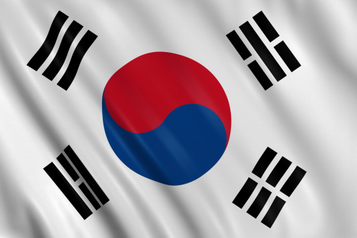 South Korea flag with fabric texture. 3D illustration