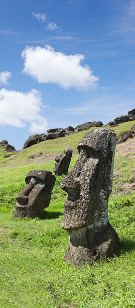 istock Blue sky over Moai at Rano Raraku Easter Island Chile 182780589