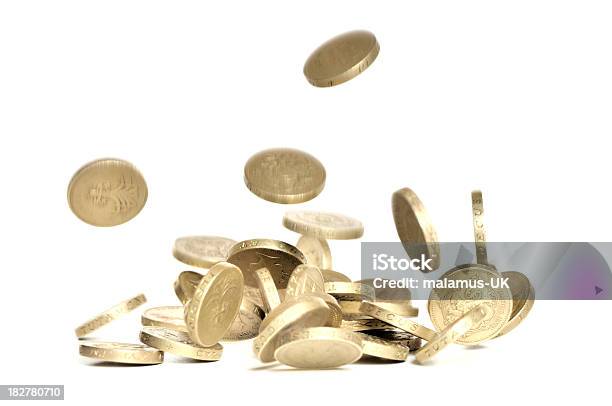 Falling Pound Coins Stock Photo - Download Image Now - Coin, Falling, One Pound Coin