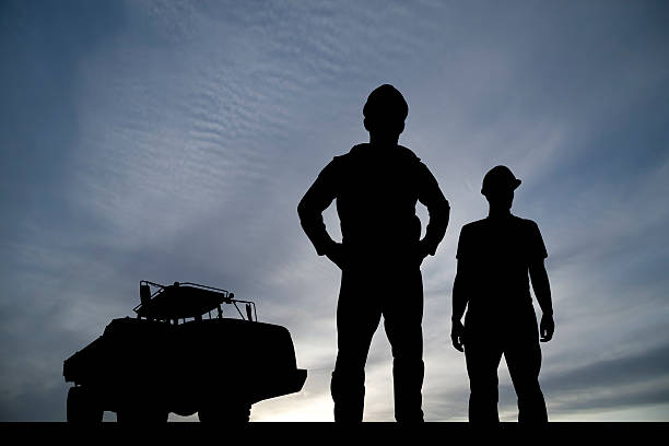 Construction Workers and Truck stock photo