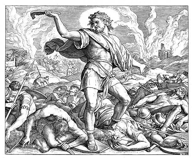 istock Victorian bible illustration Samson slays the Philistines 182781282