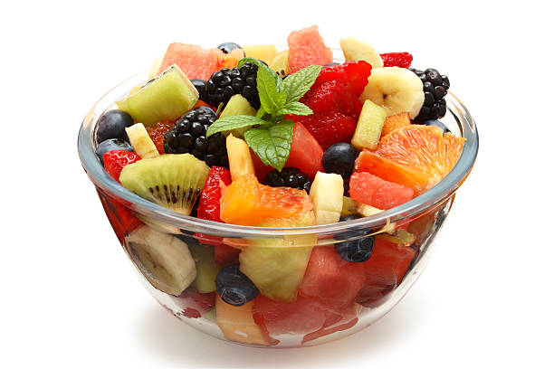 macedonia di frutta. - white jell o fruit salad salad foto e immagini stock