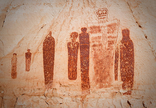 Horseshoe Canyon Great Ghost Pictograph "Taken at Horseshoe Canyon in the western part of Canyonlands National Park, Utah." horseshoe canyon stock pictures, royalty-free photos & images