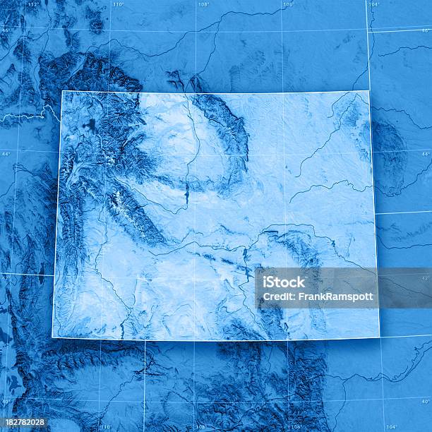 Wyoming Topographic Mapa Foto de stock y más banco de imágenes de Azul - Azul, Cartografía, Color - Tipo de imagen