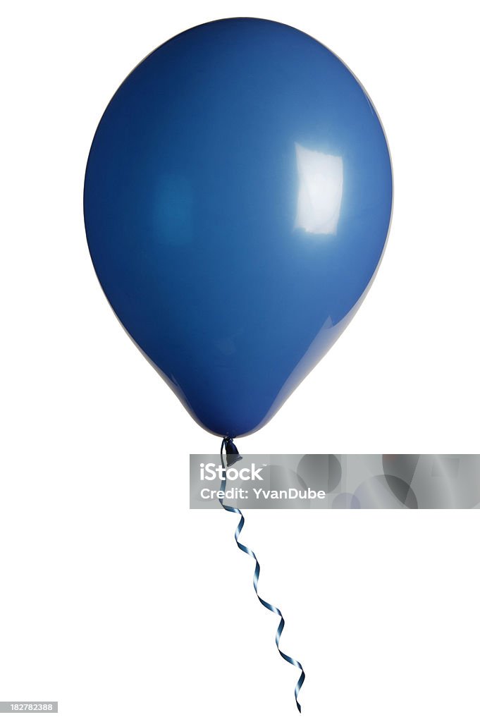Fiesta de globos aerostáticos azul Aislado en blanco - Foto de stock de Globo - Decoración libre de derechos