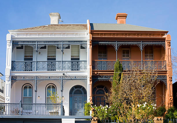 victorian terrazas - melbourne house australia row house fotografías e imágenes de stock