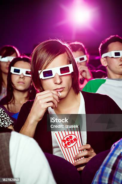 Young People In 3d Move Theater Stock Photo - Download Image Now - 3-D Glasses, Adult, Arts Culture and Entertainment