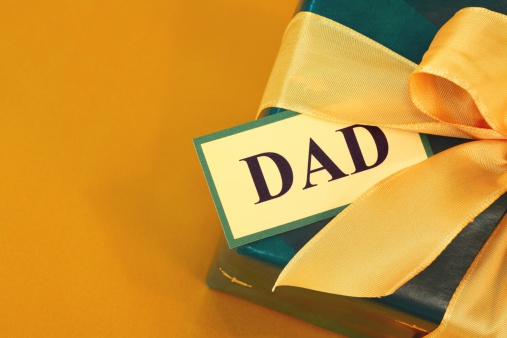 Gift for Dad for Father's Day or birthday on gold paper background.Click below for more pretty gifts.