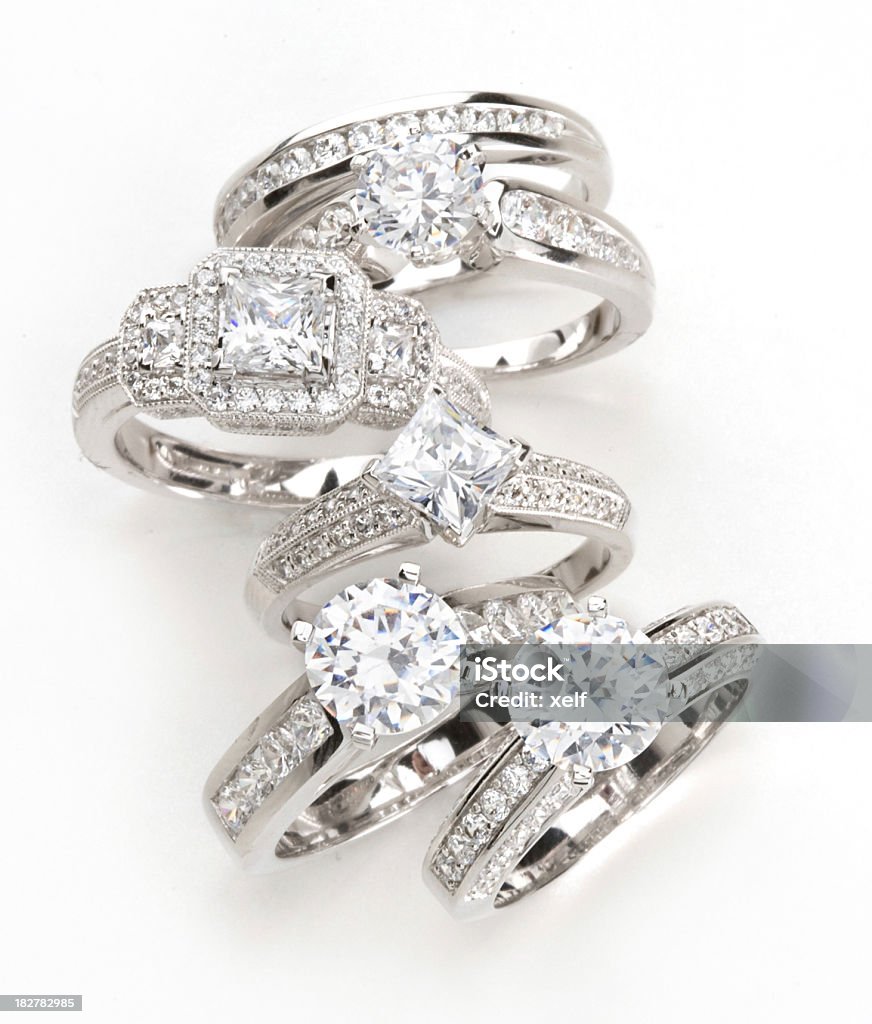 Diamond Rings A group of contemporary diamond rings. Jewelry Stock Photo