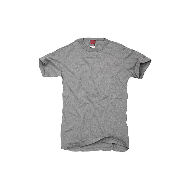 A grey t-shirt on white background stock photo