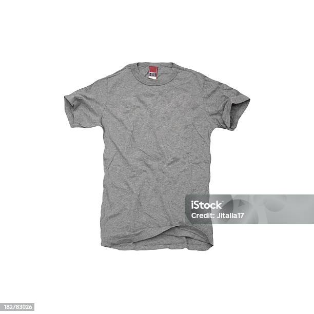 Cinza Tshirt Em Branco Branco Fundo - Fotografias de stock e mais imagens de T-Shirt - T-Shirt, Cinzento, Camisas