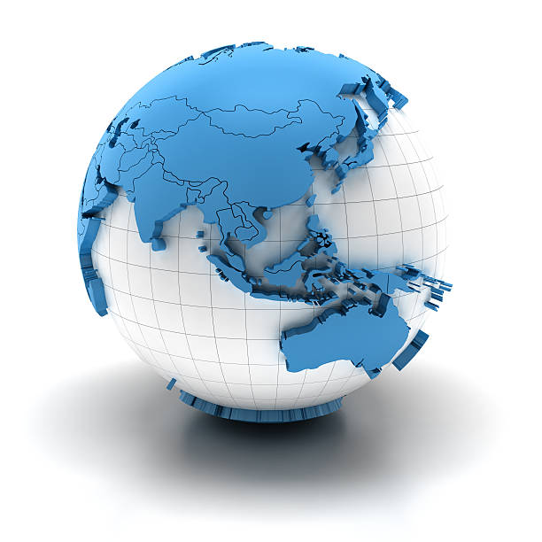 istock Globe of asia with national borders, two clipping paths provided 182783103