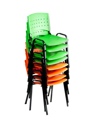 Stack of eight chairs with full clipping path.