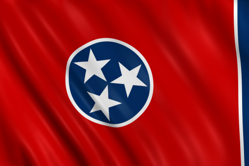 flag of tennesse waving with highly detailed textile texture pattern