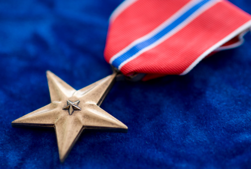 Closeup of the Bronze Star Medal. Shallow DOF.