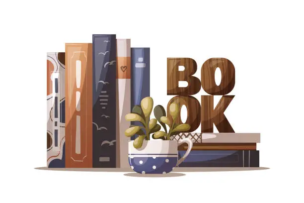 Vector illustration of bookshelf-web