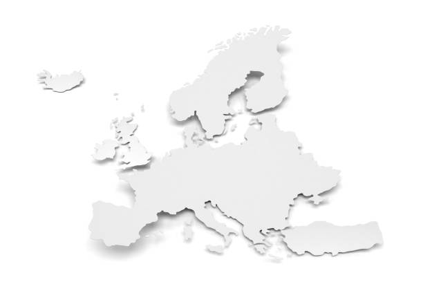 3d Europe shape paper with clipping path