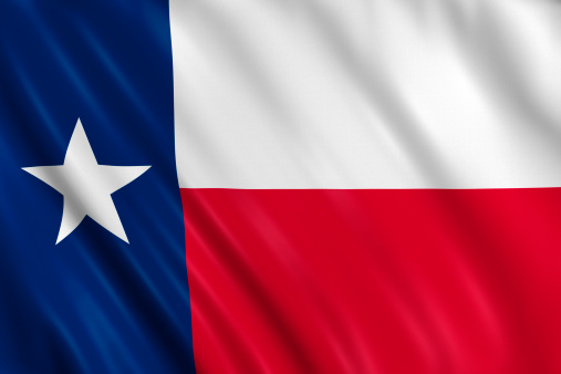 flag of texas waving with highly detailed textile texture pattern