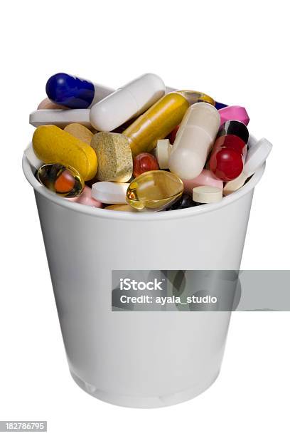 Plastic Cup Full Of Pills Stock Photo - Download Image Now - Capsule - Medicine, Clipping Path, Container