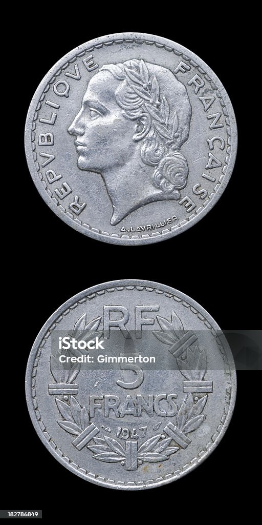 Stary Francuska moneta - Zbiór zdjęć royalty-free (Aluminium)
