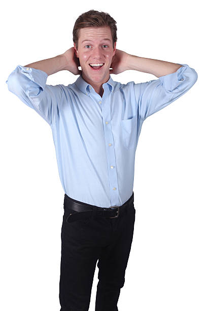 istock Hands behind head businessman big smile 182786855