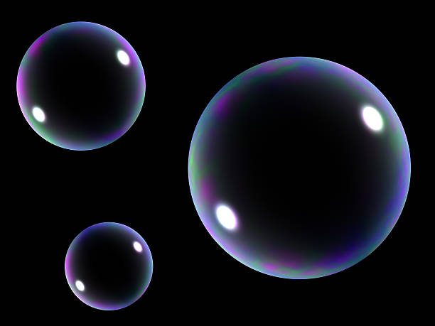 Soap Bubbles on black background stock photo