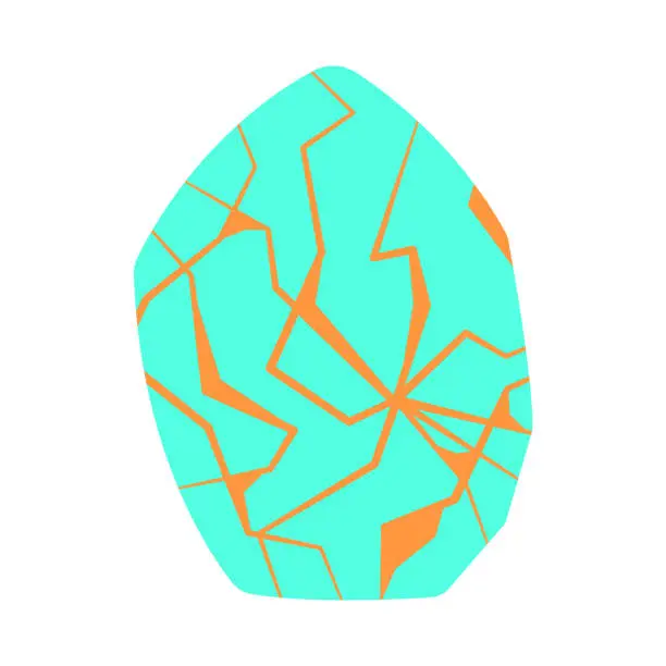 Vector illustration of green color turquoise gemstone beautiful nature rock oval shape rough and hard texture