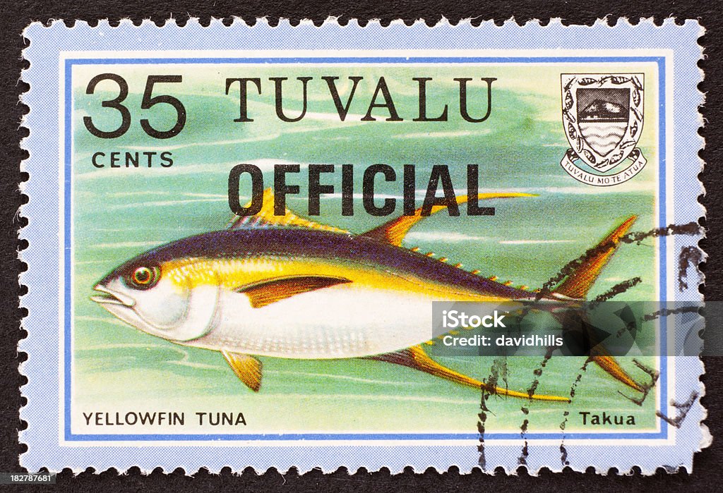 Tuvalu Briefmarke - Lizenzfrei Gelbflossen-Thunfisch Stock-Foto