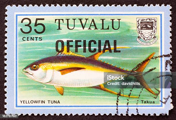 Tuvalu Briefmarke Stockfoto und mehr Bilder von Gelbflossen-Thunfisch - Gelbflossen-Thunfisch, Meerbrasse - Tropischer Fisch, Briefmarke