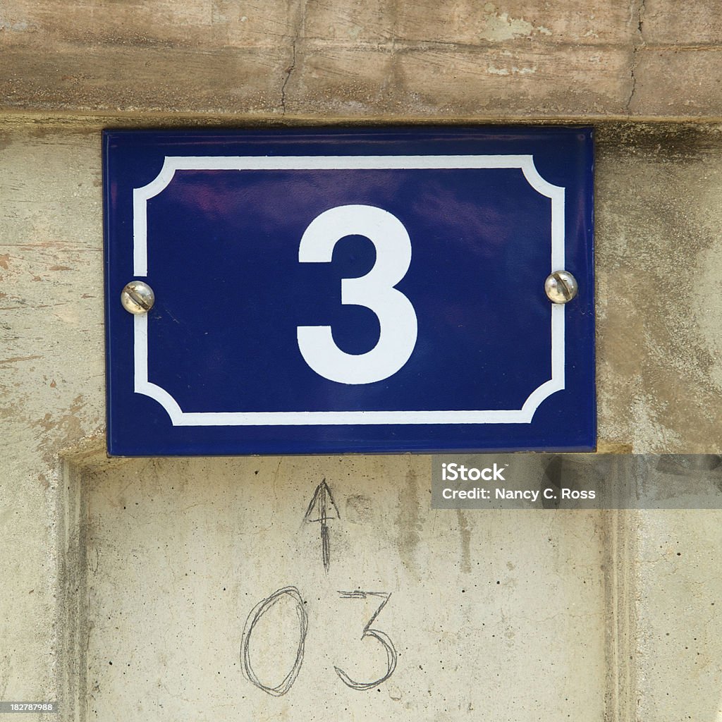 Blue-Nummer drei, Bleistift Ziffer 3 - Lizenzfrei Architektonisches Detail Stock-Foto